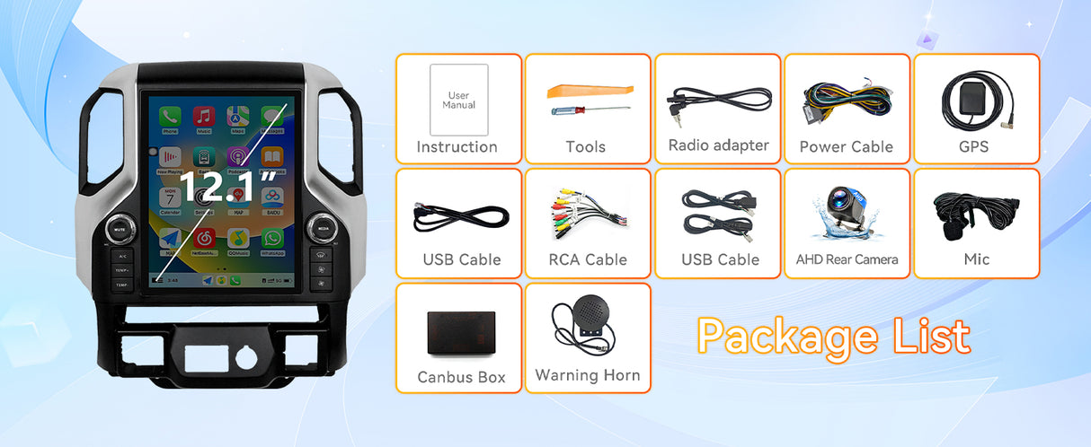 Android 13 Car Radio Compatible with Chevy Silverado 2019-2023 4+64G T-Style Car Stereo Head Unit with Wireless Carplay | Android Auto | GPS Navigation | Bluetooth | FM | AM | SWC 12.1Inch