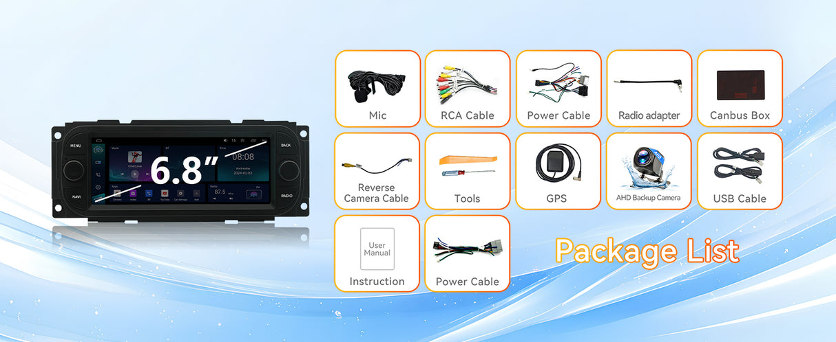 Android 13 Car Stereo Radio Head Unit Compatible with Dodge RAM(2002-2006), Jeep Wrangler (2003-2006)，Jeep Grand Cherokee (1999-2004), Chrysler 300(2002-2004) 300C Carplay&Android Auto Touch Screen with GPS DSP Bluetooth Optical FM 4G WiFi 2+64G 6.9 inch